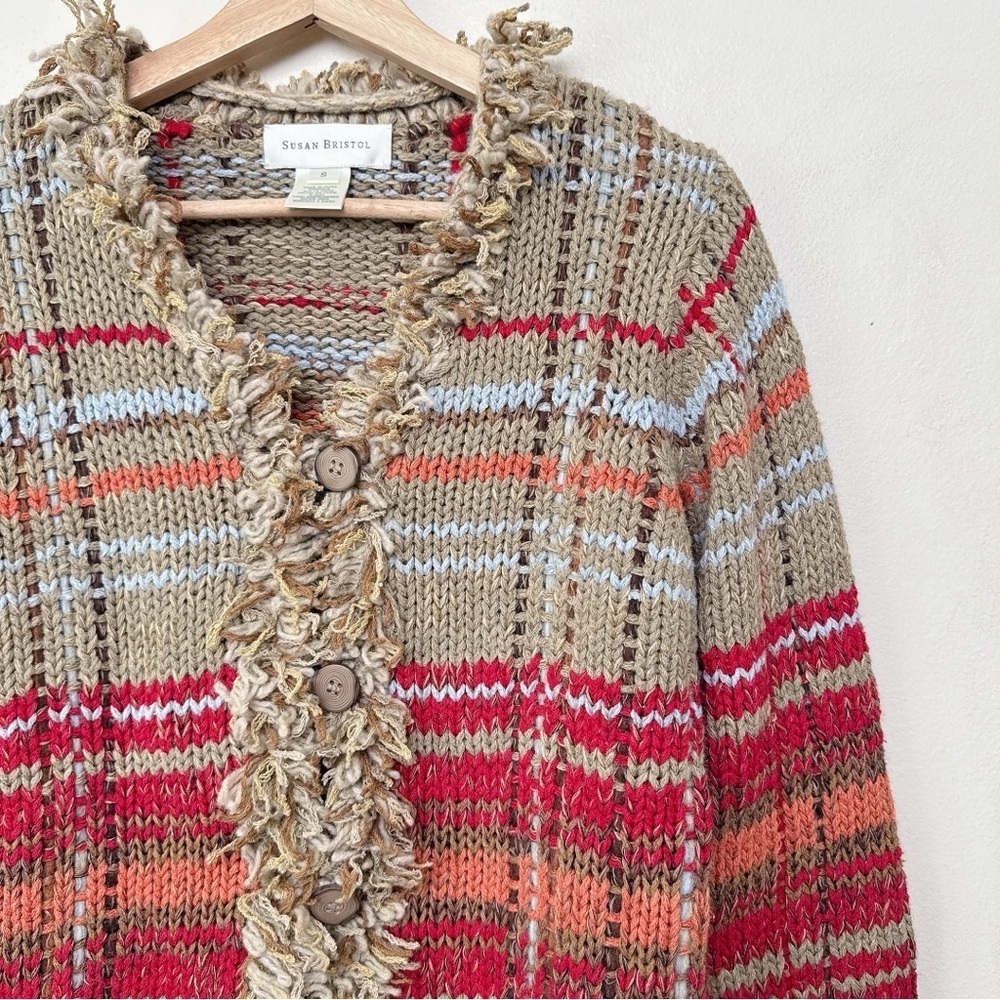Susan Bristol Womens Small Chunky Hand Embroidered Fringe Multi Color Ca… - Picture 6 of 15